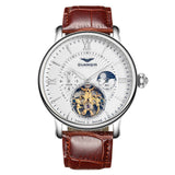 2019 Fashion GUANQIN Mens Watches Skeleton Watches Men Sport Leather