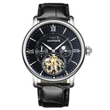 2019 Fashion GUANQIN Mens Watches Skeleton Watches Men Sport Leather